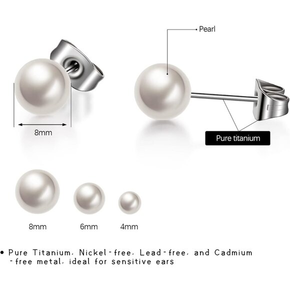 ⚡Classic Pearl Stud Earrings Elegant Round Imitation Pearl Earrings for Women - Picture 6 of 7